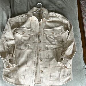 Madewell Cream Plaid Button-Up Jacket